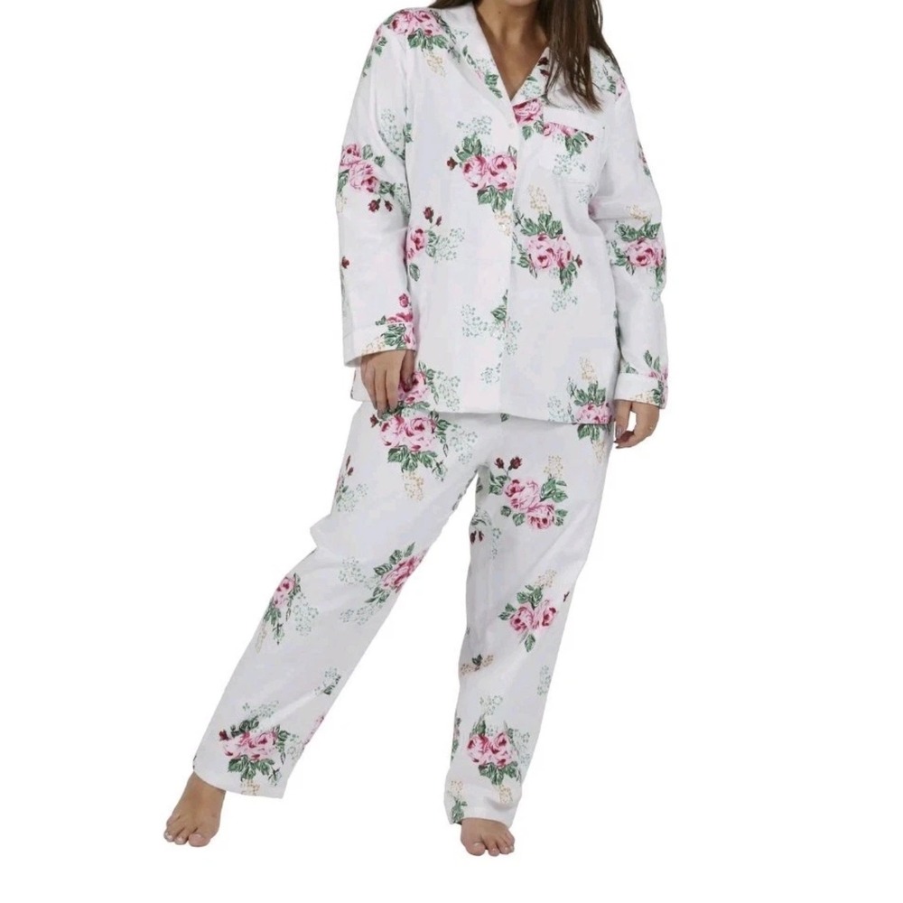 La Cera Flannel Pajamas Luxury PJ Set Cottagecore Plus Sz 3X